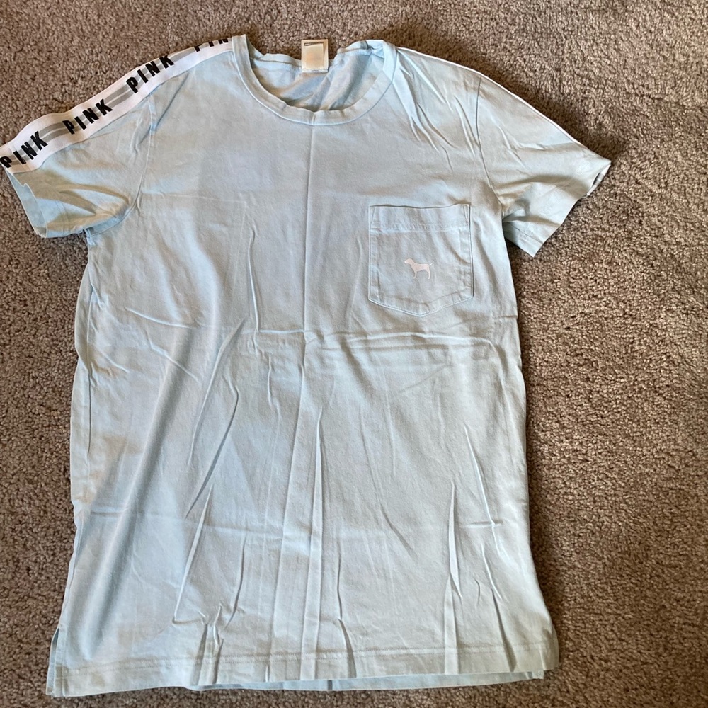 PINK baby blue oversized tee shirt